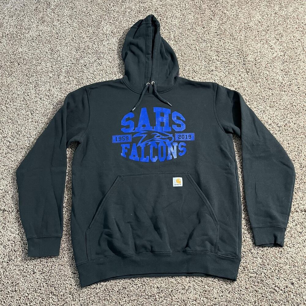 Carhartt Hoodie Mens Medium Black SAHS Falcons 1959-2019 Original Fit Sweatshirt